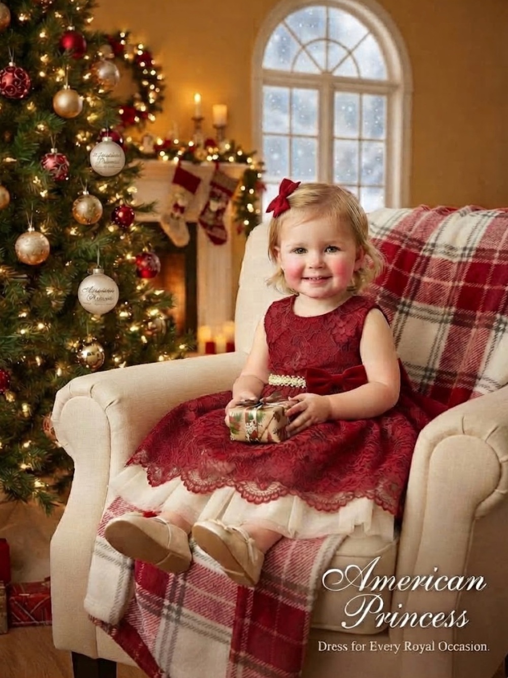 NWT ~ American Princess Red Lace Holiday Dress with Cream Tulle ~ 2T